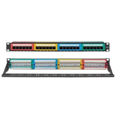 Patch panel CAT6 UTP 24 θυρών για rack 19" χωρητικότητας 1U με οδηγό καλωδίων COLOR LANCOM