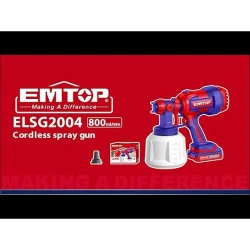 Πιστόλι βαφής μπαταρίας EMTOP ELSG2004 20V με δοχείο 1L και παροχή 325ml/min