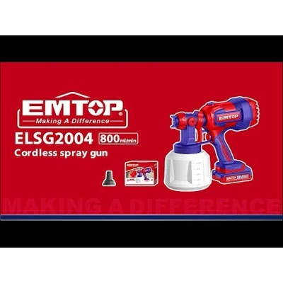 Πιστόλι βαφής μπαταρίας EMTOP ELSG2004 20V με δοχείο 1L και παροχή 325ml/min