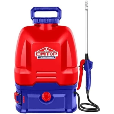 Ψεκαστήρας πλάτης μπαταρίας 20V 16L EMTOP ESPLI2016 με ρύθμιση δύο ταχυτήτων και ανοξείδωτη λόγχη