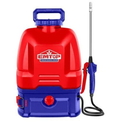 Ψεκαστήρας πλάτης μπαταρίας 20V 16L EMTOP ESPLI2016 με ρύθμιση δύο ταχυτήτων και ανοξείδωτη λόγχη