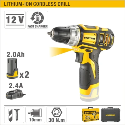 Δραπανοκατσάβιδο μπαταρίας 12V UYUSTOOLS ITL02122S με 2 μπαταρίες 2Ah και 30Nm