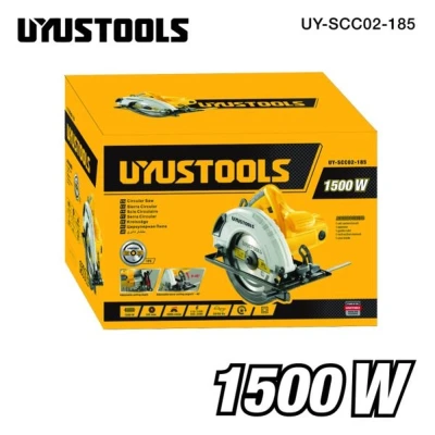 Δισκοπρίονο ηλεκτρικό 185mm 1500W UYUSTOOLS UY-SCC02-185 με ρυθμιζόμενο βάθος κοπής και γωνία λοξής κοπής 0°–45°