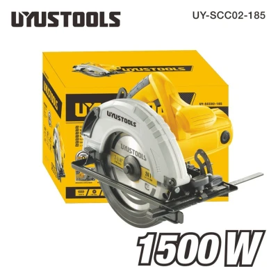 Δισκοπρίονο ηλεκτρικό 185mm 1500W UYUSTOOLS UY-SCC02-185 με ρυθμιζόμενο βάθος κοπής και γωνία λοξής κοπής 0°–45°