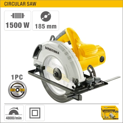 Δισκοπρίονο ηλεκτρικό 185mm 1500W UYUSTOOLS UY-SCC02-185 με ρυθμιζόμενο βάθος κοπής και γωνία λοξής κοπής 0°–45°