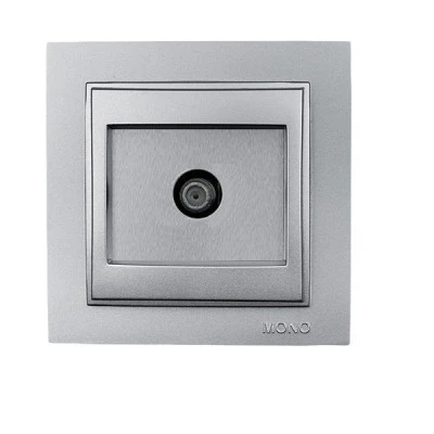 Πρίζα τηλεόρασης TV τερματική Mono Electric ασημί σειρά Despina Metallic
