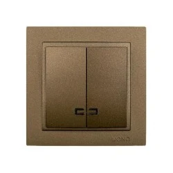 Διακόπτης κομμυτατέρ K/R φωτιζόμενος καφέ Mono Electric σειρά Despina Metallic