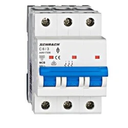 Αυτόματη ασφάλεια τριπολική SCHRACK AM617306 3x6A 6KA καμπύλη C