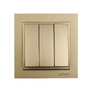 Διακόπτης τριπλός Mono Electric σειρά Despina Metallic τιτάνιο