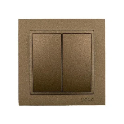 Διακόπτης διπλός αλέ-ρετούρ A/R καφέ Mono Electric σειρά Despina Metallic