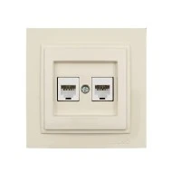 Πρίζα τηλεφώνου διπλή 2x(RJ11623JK) Mono Electric σειρά Despina κρεμ