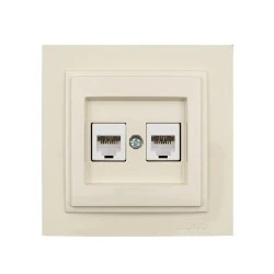 Πρίζα τηλεφώνου διπλή 2x(RJ11623JK) Mono Electric σειρά Despina κρεμ