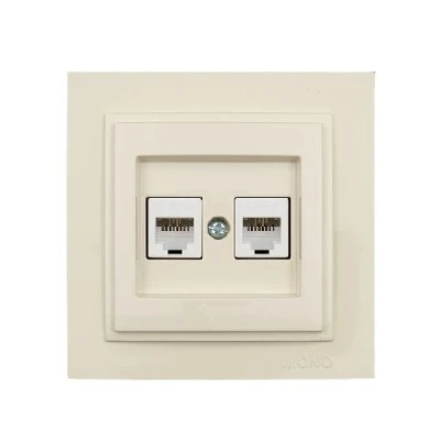 Πρίζα τηλεφώνου διπλή 2x(RJ11623JK) Mono Electric σειρά Despina κρεμ