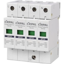 Αντικεραυνικό γραμμής 3Ρ+Ν 20ΚΑ (IN 10KA) KRIPAL SPD5-10/4 μέγιστης τάσης λειτουργίας 280/440V Αντικεραυνικό γραμμής 3Ρ+Ν 20ΚΑ (IN 10KA) KRIPAL SPD5-10/4 μέγιστης τάσης λειτουργίας 280/440V