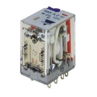 Μικρορελέ τετράγωνο 10A CARLO GAVAZZI RMIA210 2C/O 24V DC 8 ποδιών με ενσωματωμένο LED