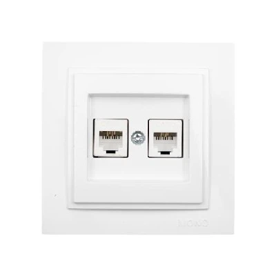 Πρίζα Data διπλή RJ45 CAT6 Mono Electric λευκή σειρά Despina