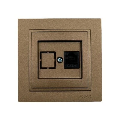 Πρίζα Data RJ45 CAT6 καφέ Mono Electric σειρά Despina Metallic