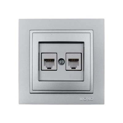 Πρίζα τηλεφώνου διπλή 2x(RJ11623JK) Mono Ekectric ασημί Despina Metallic Πρίζα τηλεφώνου διπλή 2x(RJ11623JK) Mono Ekectric ασημί Despina Metallic