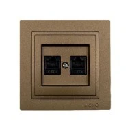 Πρίζα Data διπλή RJ45 CAT6 Mono Electric καφέ σειρά Despina Metallic