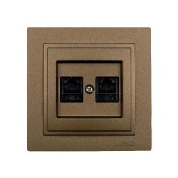Πρίζα Data διπλή RJ45 CAT6 Mono Electric καφέ σειρά Despina Metallic