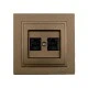 Πρίζα Data διπλή RJ45 CAT6 Mono Electric καφέ σειρά Despina Metallic