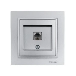 Πρίζα τηλεφώνου RJ11623JK Mono Electric ασημί σειρά Despina Metallic
