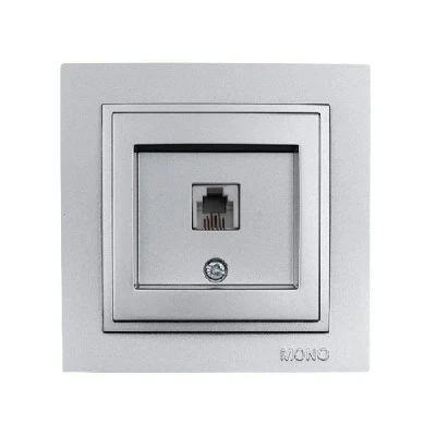 Πρίζα τηλεφώνου RJ11623JK Mono Electric ασημί σειρά Despina Metallic