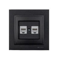 Πρίζα τηλεφώνου διπλή 2x(RJ11623JK) Mono Electric γραφίτης σειρά Despina Metallic