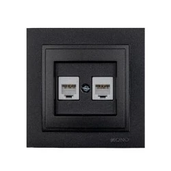 Πρίζα τηλεφώνου διπλή 2x(RJ11623JK) Mono Electric γραφίτης σειρά Despina Metallic