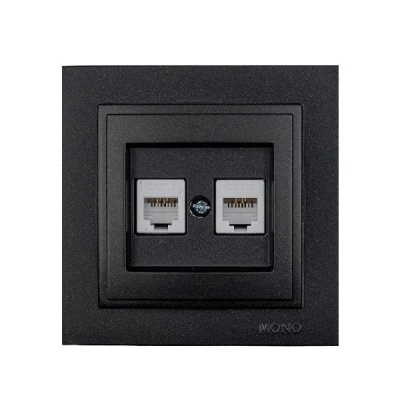 Πρίζα τηλεφώνου διπλή 2x(RJ11623JK) Mono Electric γραφίτης σειρά Despina Metallic