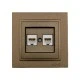 Πρίζα τηλεφώνου διπλή 2x(RJ11623JK) Mono Electric σειρά Despina Metallic καφέ