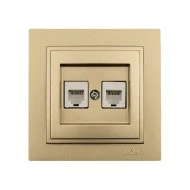 Πρίζα τηλεφώνου διπλή 2x(RJ11623JK) Mono Ecectric σειρά Despina Metallic τιτάνιο