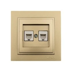 Πρίζα τηλεφώνου διπλή 2x(RJ11623JK) Mono Ecectric σειρά Despina Metallic τιτάνιο
