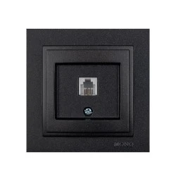 Πρίζα τηλεφώνου μονή RJ11623JK Mono Electric γραφίτης σειρά Despina Metallic