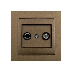 Πρίζα τηλεόρασης TV + SAT διελεύσεως Mono Electric καφέ σειρά Despina Metallic