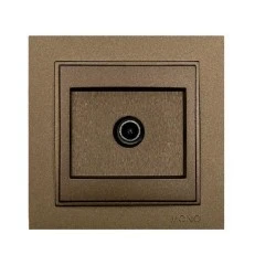 Πρίζα τηλεόρασης TV τερματική Mono Electric καφέ σειρά Despina Metallic