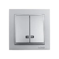 Διακόπτης κομμυτατέρ K/R φωτιζόμενος ασημί Mono Electric Despina Metallic