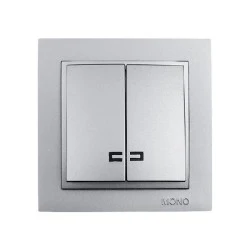 Διακόπτης κομμυτατέρ K/R φωτιζόμενος ασημί Mono Electric Despina Metallic