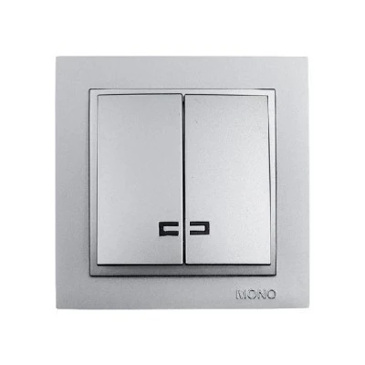 Διακόπτης κομμυτατέρ K/R φωτιζόμενος ασημί Mono Electric Despina Metallic