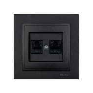 Πρίζα Data διπλή RJ45 CAT6 Mono Electric γραφίτης σειρά Despina Metallic