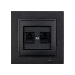 Πρίζα Data διπλή RJ45 CAT6 Mono Electric γραφίτης σειρά Despina Metallic