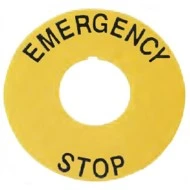 Πινακίδα - ετικέτα ένδειξης Emergency Stop τύπος BET6 για μπουτόν & λυχνίες Φ60