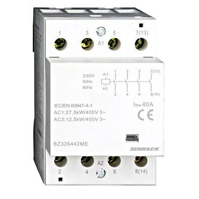 Ρελέ ισχύος ράγας Schrack BZ326442ME 40A 4NO 230VAC 3M τριπολικό Ρελέ ισχύος ράγας Schrack BZ326442ME 40A 4NO 230VAC 3M τριπολικό