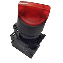 Διακόπτης περιστροφικός SDL16-EKLR241 με LED εντολής 0-1 Φ22 φωτιζόμενος κόκκινος με επαναφορά ESSEN