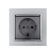 Πρίζα σούκο με καπάκι ασημί Mono Electric σειρά Despina Metallic