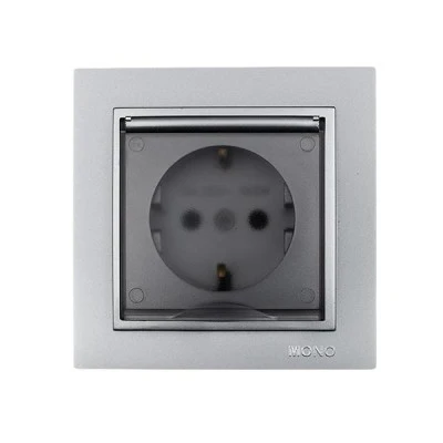 Πρίζα σούκο με καπάκι ασημί Mono Electric σειρά Despina Metallic Πρίζα σούκο με καπάκι ασημί Mono Electric σειρά Despina Metallic
