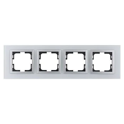 Πλαίσιο τετραπλό λευκό Mono Electric Style Glass οριζόντιας και κάθετης τοποθέτησης
