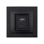 Πρίζα usb φορτίου 2,4A γραφίτης Mono Electric σειρά Despina Metallic