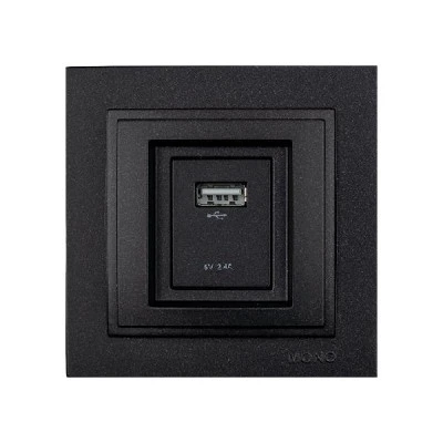 Πρίζα usb φορτίου 2,4A γραφίτης Mono Electric σειρά Despina Metallic Πρίζα usb φορτίου 2,4A γραφίτης Mono Electric σειρά Despina Metallic