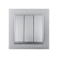 Διακόπτης τριπλός ασημί Mono Electric Despina Metallic